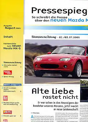 Mazda - MX-5 - Pressespiegel -Testvergleich -08/05  - Deutsch - nl-Versandhandel