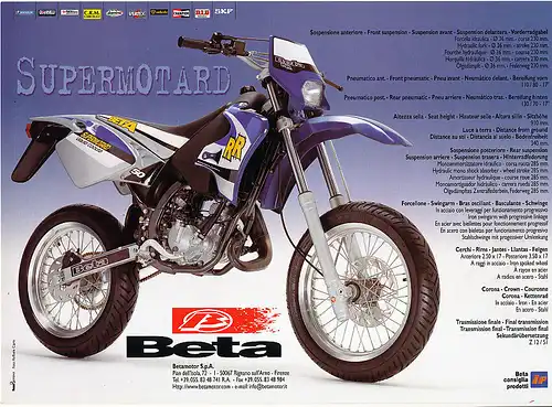 Beta - Enduro - Supermotard - Prospekt/Preisblatt D-GB-I-FR-ES -nl-Versandhandel