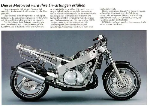 Yamaha - FZR 600 - Prospekt  - 1991 -  Deutsch - nl-Versandhandel