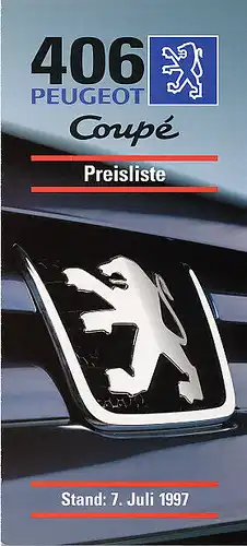 Peugeot - 406 Coupe - Preisliste - 07/97 - Deutsch - nl-Versandhandel