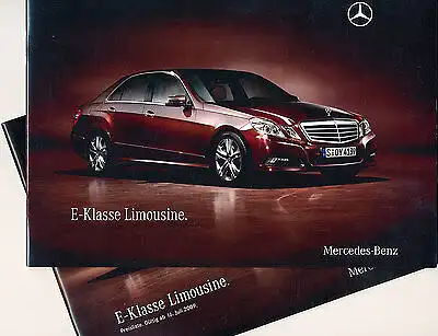 Mercedes-Benz - E-Klasse - Prospekt 12/08 + Preisliste 07/09 - nl-Versandhandel