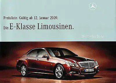 Mercedes-Benz - E - Klasse - Limousine  - Preisliste 01/09 - nl-Versandhandel