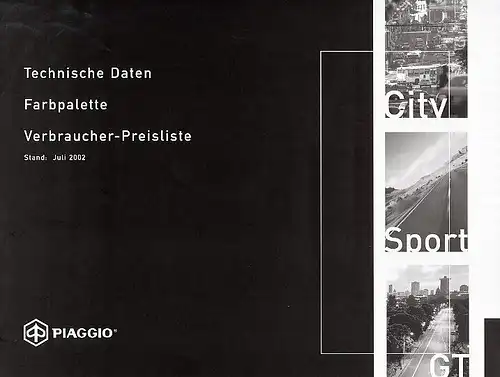 Piaggio - Preisliste - Technik - Farben - 2002 - Deutsch - nl-Versandhandel