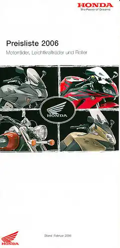 Honda - Motorrad-Programm - Preisliste - 2006 - Deutsch - nl-Versandhandel