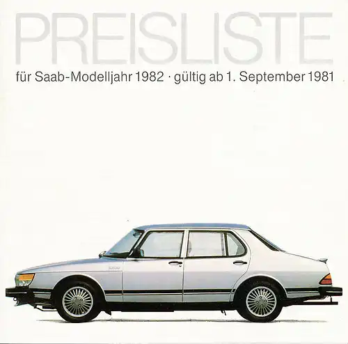 Saab - Modellprogramm  - Preisliste  - 1982 - Deutsch - nl-Versandhandel