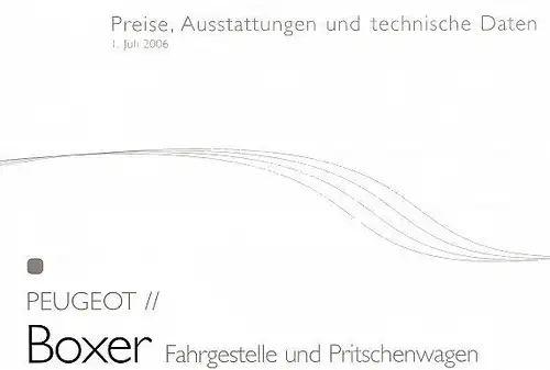 Peugeot - Boxer - Pritschen  - Preisliste  - 07/06 - Deutsch - nl-Versandhandel