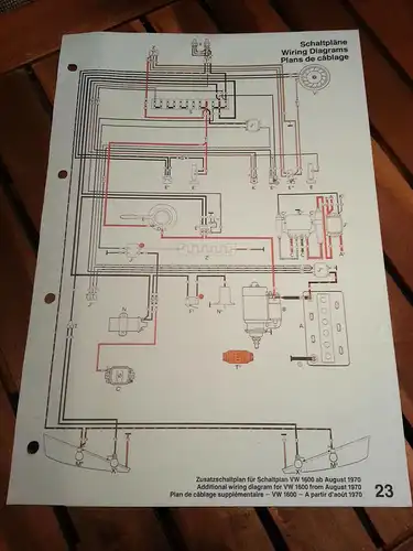 VW 1600-Zusatz-Schaltpan-Wiring diagram-Plan de Cablage-08.1970-ORIGINAL