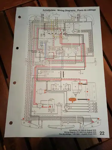 VW 1600-Schaltpan-Wiring diagram-Plan de Cablage-08.1970-ORIGINAL