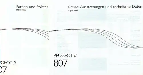 Peugeot - 807 -  Preise-Ausstattung/Farben  - 07/09 - Deutsch - nl-Versandhandel