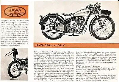 Jawa - Motorrad-Programm -  Prospekt  - 1939 - Deutsch -  nl-Versandhandel