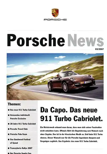 Porsche - News - 03.07 - Magazin - 911Turbo Cabrio - Deutsch -  nl-Versandhandel