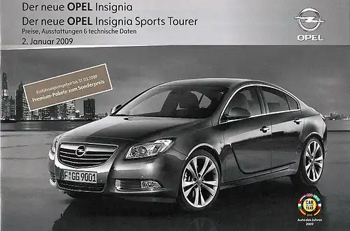 Opel - Insignia - Preise / Ausstattungen - 01/2009 - Deutsch - nl-Versandhandel