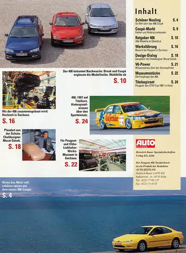 Peugeot - 406 - Auto Zeitung - Sonderdruck - 11/97 - Deutsch - nl-Versandhandel