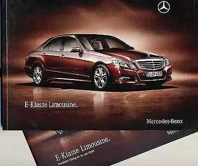 Mercedes-Benz - E-Klasse - Prospekt 03/09 + Preisliste 07/09 - nl-Versandhandel