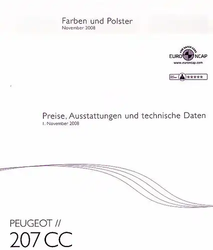 Peugeot - 207 CC - Farben/Preise/Ausstattung - 11/08- Deutsch - nl-Versandhandel