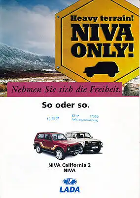 Lada - Niva -  California 2 - Prospekt  - 08/97 -  Deutsch - nl-Versandhandel