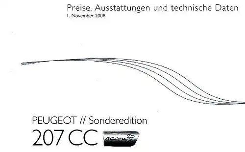Peugeot- 207 CC - RC Line -Preise/Ausstattung -11/08- Deutsch - nl-Versandhandel