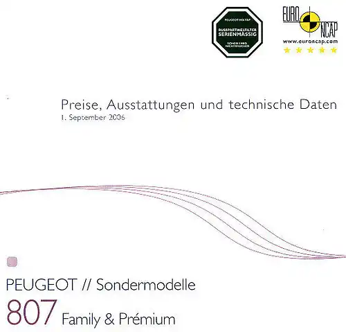 Peugeot-807-Family&Premium-Preise/Ausstattung-09/06 - Deutsch - nl-Versandhandel