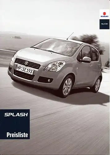 Suzuki -  Splash  - Prospekt + Preisliste - 09/09 - Deutsch - nl-Versandhandel