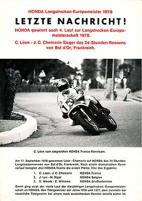 Honda - Bol d`dor - Langstrecken Europameister 1978 - Deutsch - nl-Versandhandel
