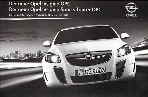 Opel - Insignia OPC - Preise /Ausstattungen - 07/09 - Deutsch - nl-Versandhandel