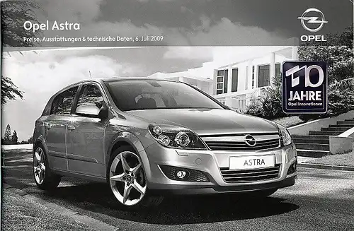 Opel  - Astra  - Preise / Ausstattungen - 07/2009 - Deutsch - nl-Versandhandel