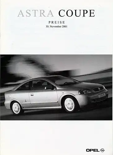 Opel - Astra Coupe  - Preisliste - 11/2001 - Deutsch - nl-Versandhandel