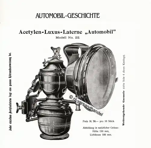 Autolampen - Acetylen-Luxus-Laterne - Hella - Archiv Verlag - nl-Versandhandel