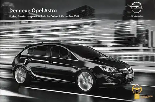Opel - Astra - Preise/Ausstattungen - 12/09 - Deutsch - nl-Versandhandel