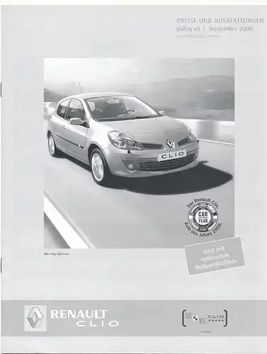Renault - Clio - Preise/Aussattung - 09/2006 - Deutsch - nl-Versandhandel