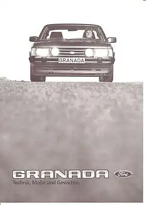 Ford - Granada -Technik - Maße - Gewichte  - 06/84 - Deutsch - nl-Versandhandel