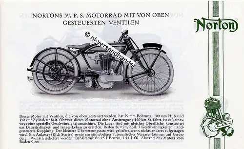 Norton - Motorrad-Programm - Prospekt - 1923 - Deutsch  - nl-Versandhandel