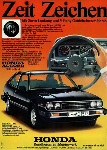 HONDA-HATCHBACK-1980-Reklame-Werbung-genuine Advert-La publicité-nl-Versand