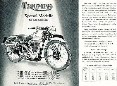 Triumph - Motorrad-Programm - Prospekt - 1939 - Deutsch - nl-Versandhandel