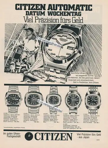 Citizen-Automatic-1974-Reklame-Werbung-genuine Advertising - nl-Versandhandel