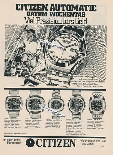 Citizen-Automatic-1974-Reklame-Werbung-genuine Advertising - nl-Versandhandel 