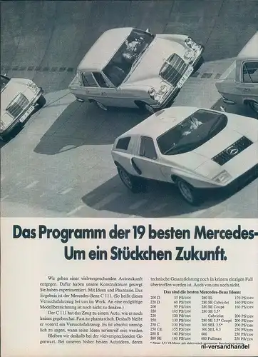 Mercedes-300SEL-69-Reklame-Werbung-genuine Advert-La publicité-nl-Versandhandel