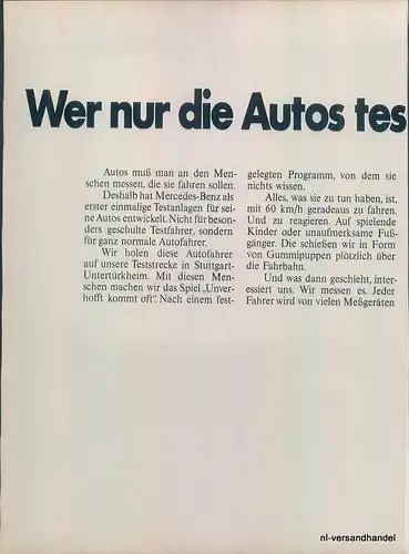 Mercedes-/8-1969-Reklame-Werbung-genuine Advert-La publicité-nl-Versandhandel