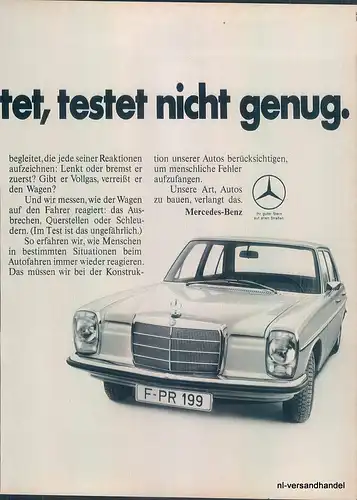 Mercedes-/8-1969-Reklame-Werbung-genuine Advert-La publicité-nl-Versandhandel