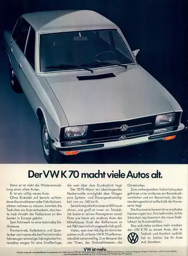 VW-K 70-1970-Reklame-Werbung-vintage print ad-Vintage Publicidad