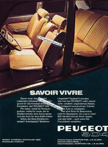 Peugeot-504-01-1970-Reklame-Werbung-genuine Advertising-nl-Versandhandel 