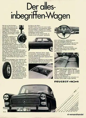 PEUGEOT-404-LIMOUSIN-1968-Reklame-Werbung-genuine Advert-La publicité-nl-Versand