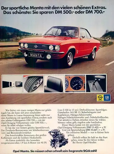 Opel-Manta-1973-Reklame-Werbung-genuineAdvertising - nl-Versandhandel