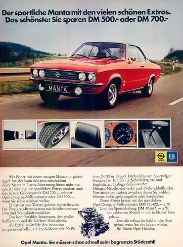 Opel-Manta-1973-Reklame-Werbung-genuineAdvertising - nl-Versandhandel 