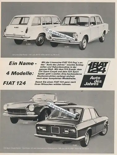 Fiat-124-01-1967-Reklame-Werbung-genuine Advertising- nl-Versandhandel