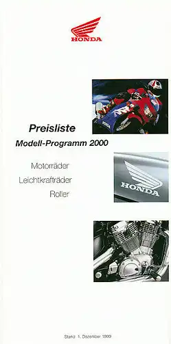 Honda - Motorrad-Programm - Preisliste - 2000 - Deutsch - nl-Versandhandel