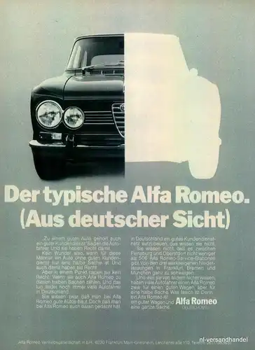 ALFA ROMEO-SERVICE-1971-Reklame-Werbung-genuine Ad-La publicité-nl-Versandhandel