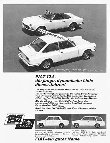 Fiat-124-1967-Reklame-Werbung-genuine Advertising- nl-Versandhandel 