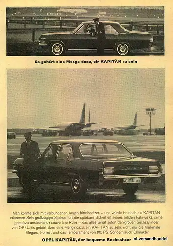 OPEL-KAPITÄN-1965-Reklame-Werbung-genuine Ad-La publicité-nl-Versandhandel