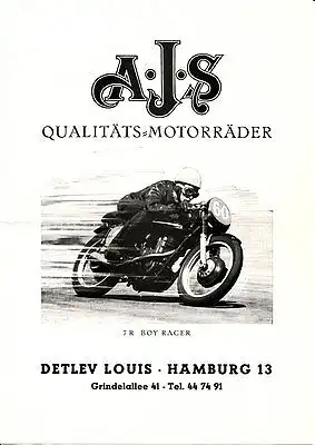 AJS - Motorräder Programm  -  Prospekt - 1960 -  Deutsch - nl-Versandhandel
